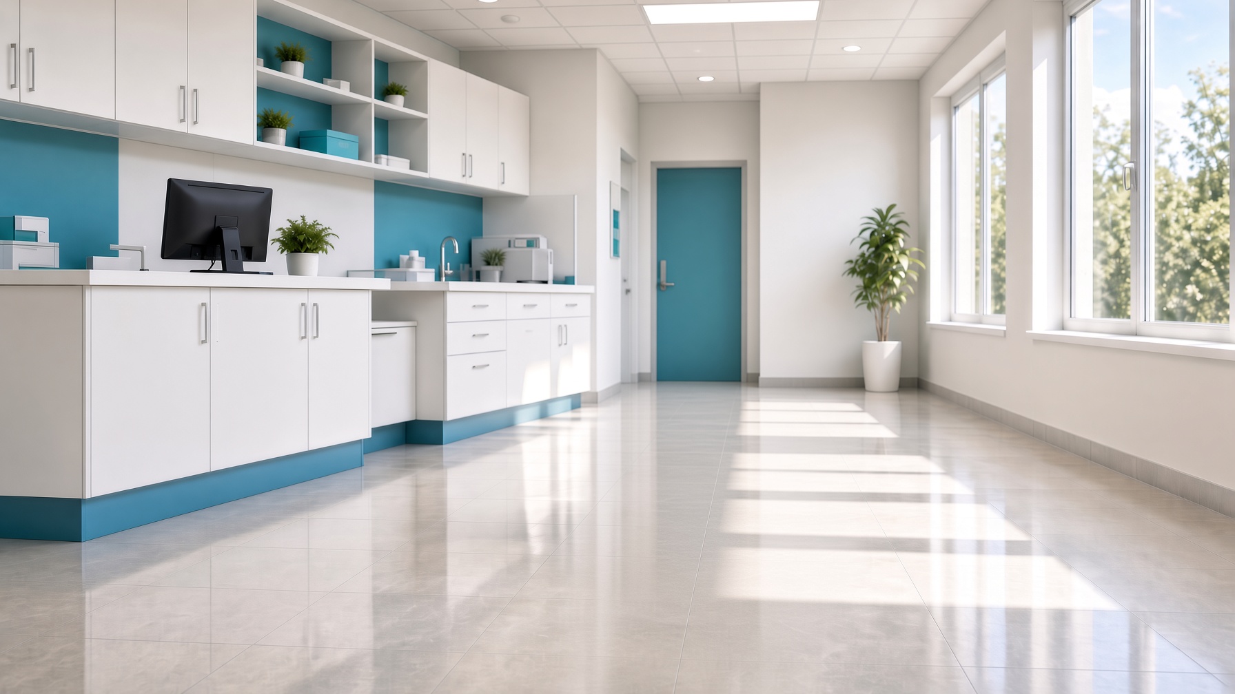 Hospital administrative office after cleaning